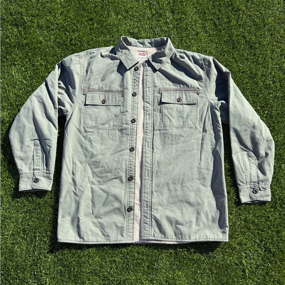 Levi’s Green Button-Up Sherpa Jacket